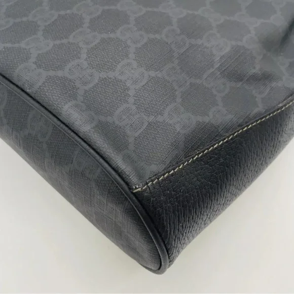 Auth WEEKEND DEAL GUCCI GG Sherry Line PVC Leather Black Drawstring Shoulder Bag - Picture 10 of 17